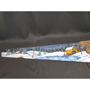 Vintage H. Disston & Sons Hand Saw with Winter Scene Mural